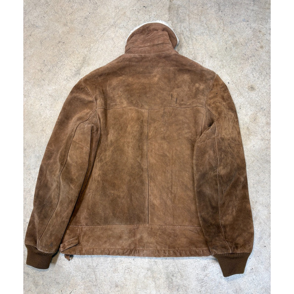 Vintage Midwest Traders Genuine Leather Suede Bomber Jacket | Sherpa Collar - Picture 9 of 12